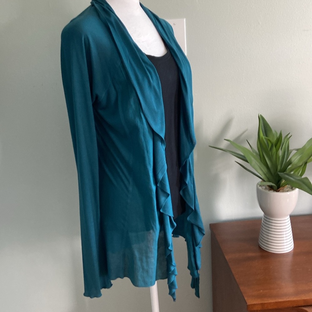 Anthropologie Turquoise Open Front Cotton Cardigan Embroidered Detailing…